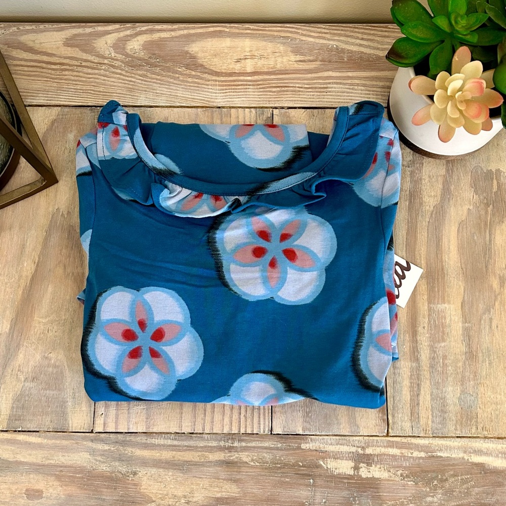 Tea Collection Blue Floral Ruffle Dress - NEW - Picture 3 of 12